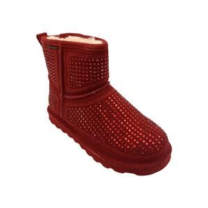 BEARPAW Women's Stassie Jeweled Suede Boot Santa Red - Wide